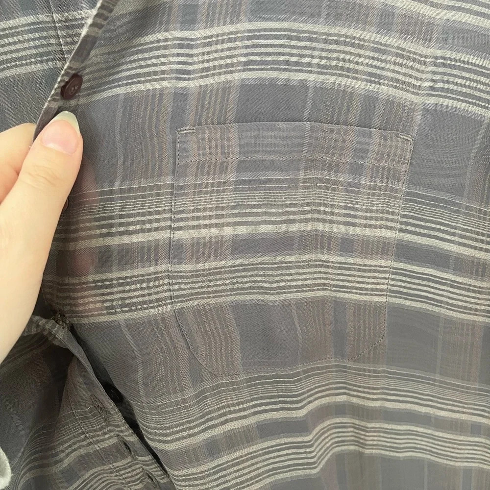 🚩 Final Sale 
Merrell | Mens Button Down Sheer Plaid Long Sleeve Shirt - Picture 6 of 7